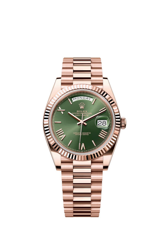 2022 Rolex Daydate 40 Rose Gold Olive Dial 228235